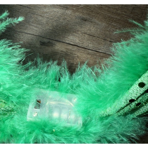 Light Up Bunny Green Ears Headband Easter Sequins Feathers St. Patrick (Works) - Picture 3 of 3